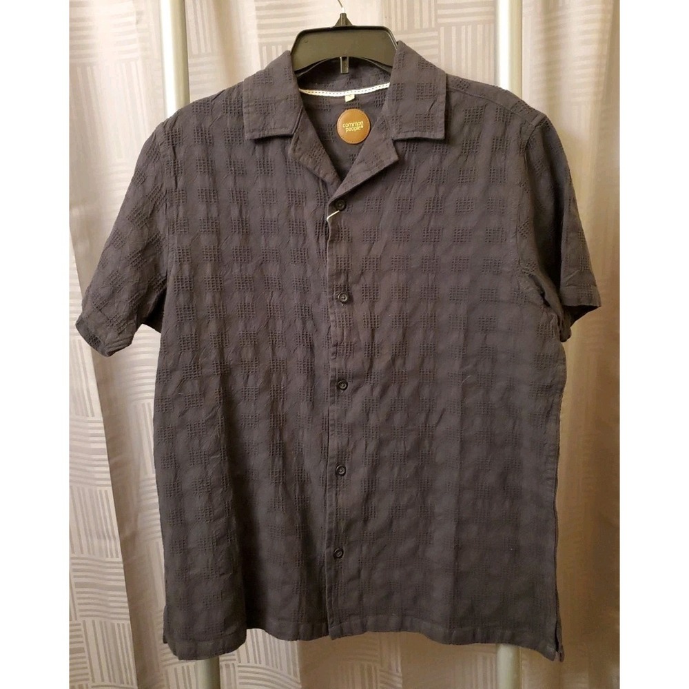 NEW Common People Mapper Premier Textured  Shirt Collar Short Sleeve Black S‎